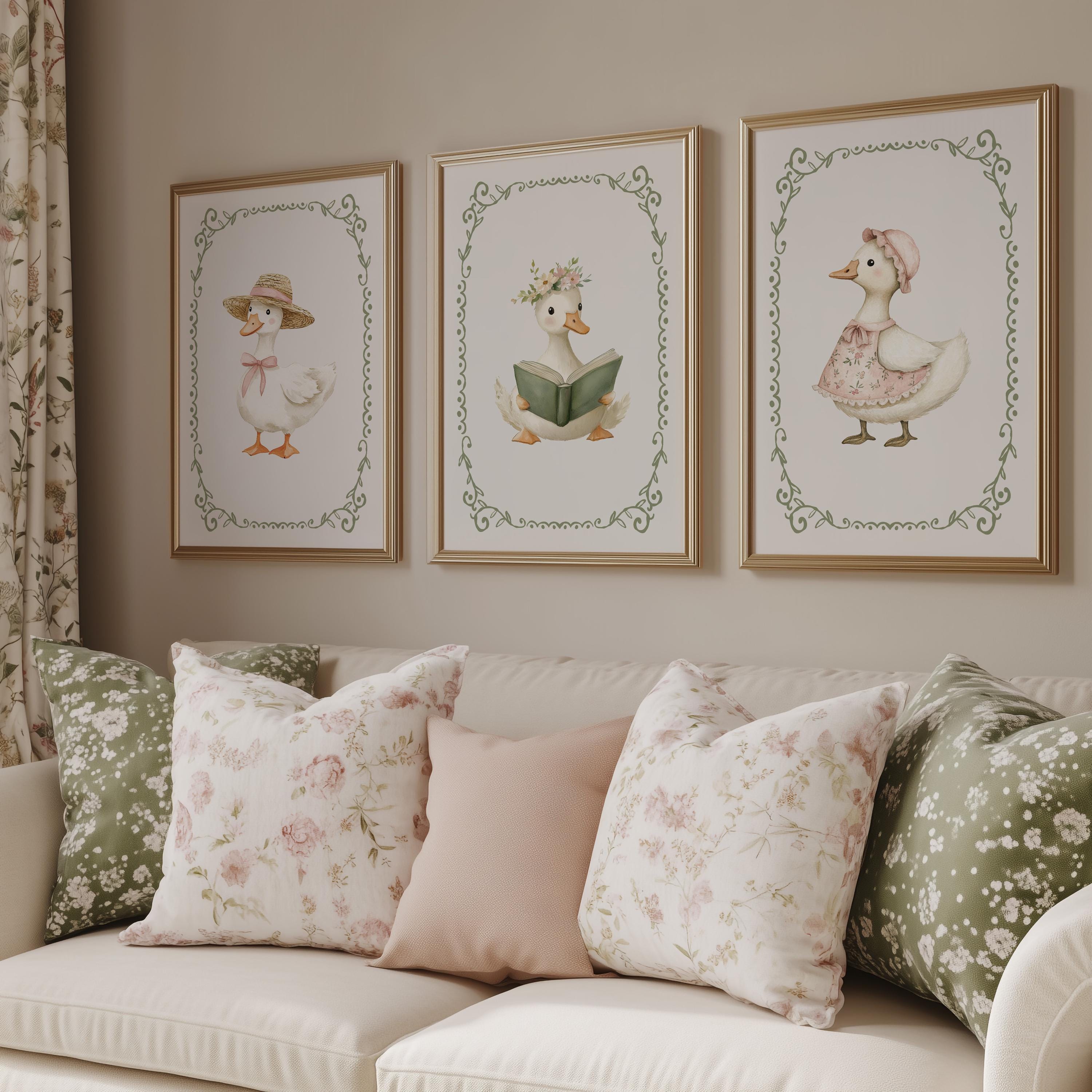 Goose Nursery Print Set, Cottagecore Nursery Art, Silly Goose Nursery ...