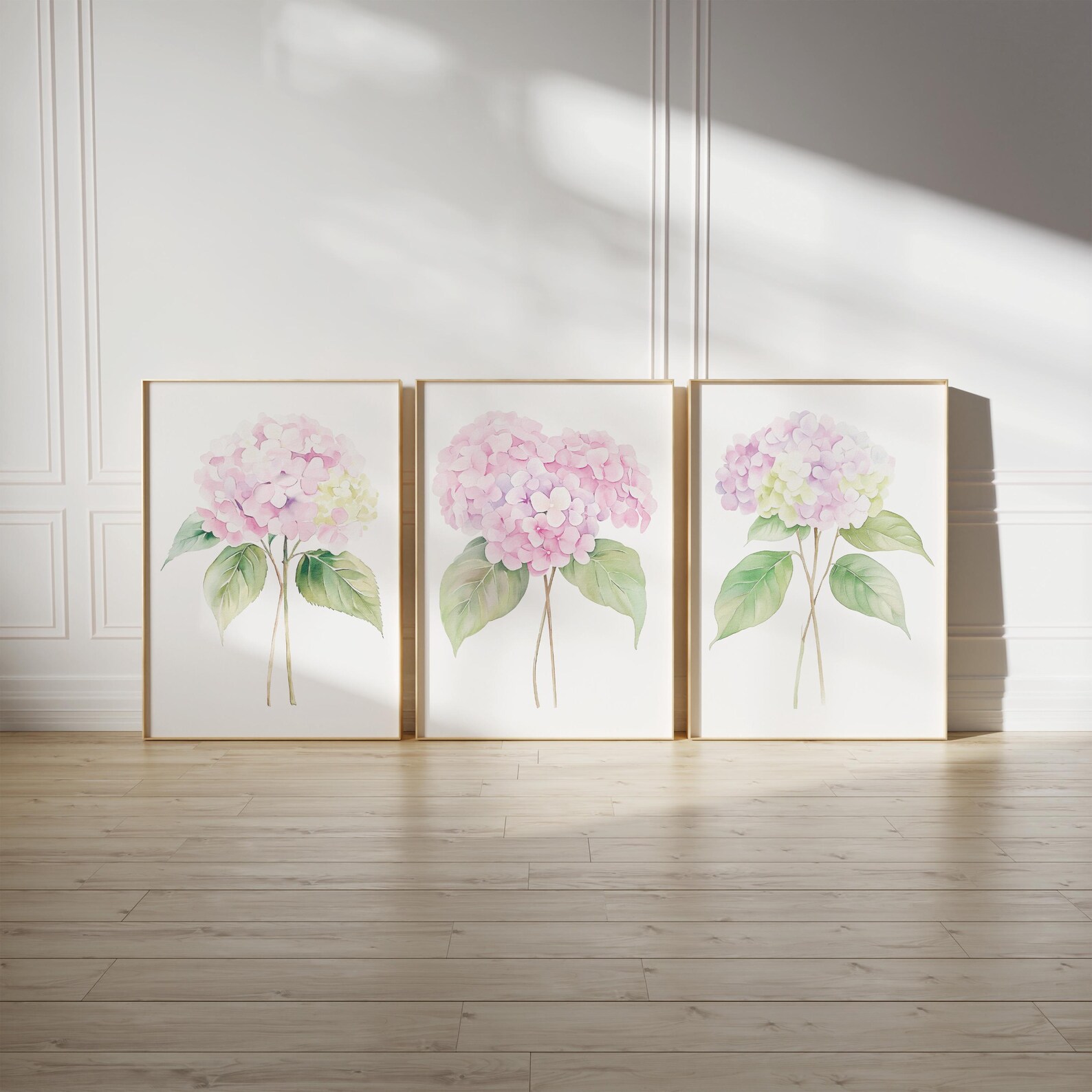Hydrangea Wall Art, Hydrangea Print Set of 3, Floral Watercolor Prints ...