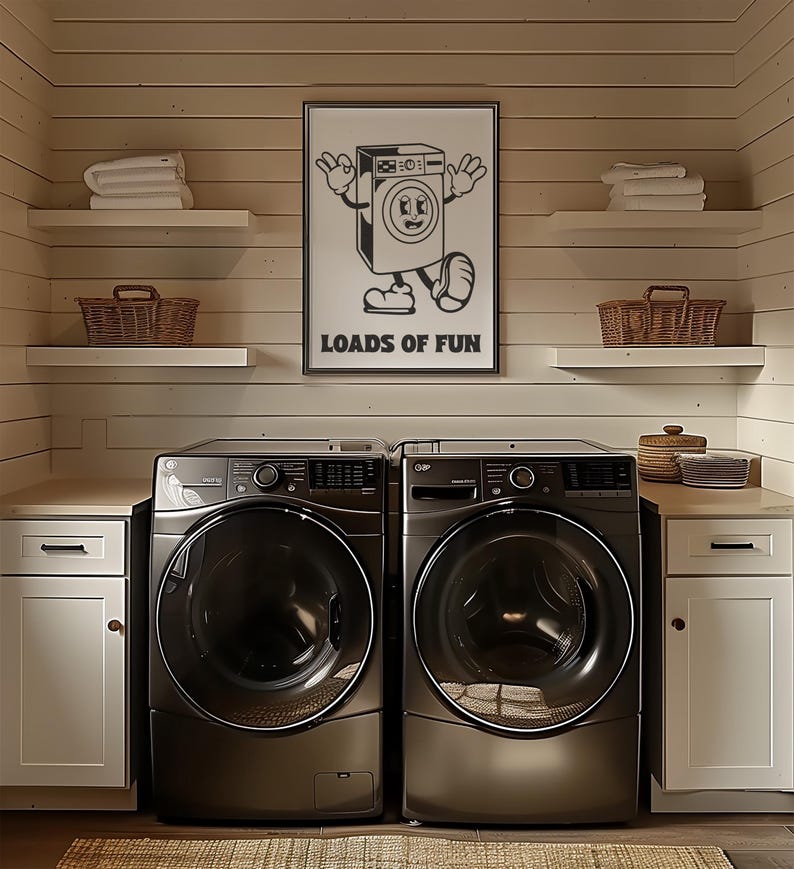 Retro Laundry Room Wall Art, Loads of Fun, Funny Laundry Printable ...