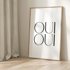 Oui Oui print, Modern bathroom wall art, French print, Minimalist living room poster, Bathroom humor print, Funny pun print, Gallery wall