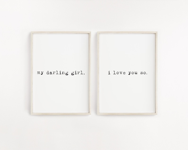 My darling girl print, Girl nursery print set, Boho nursery decor girl, Baby girl nursery wall art, Girl nursery quote, Modern nursery print image 1