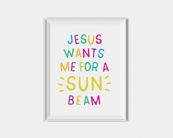 Arte infantil SUD, niña regalo de bautismo SUD, arte infantil SUD, arte de pared para niños cristianos, impresiones de himnos SUD, Jesús me quiere para un rayo de sol, niños sud