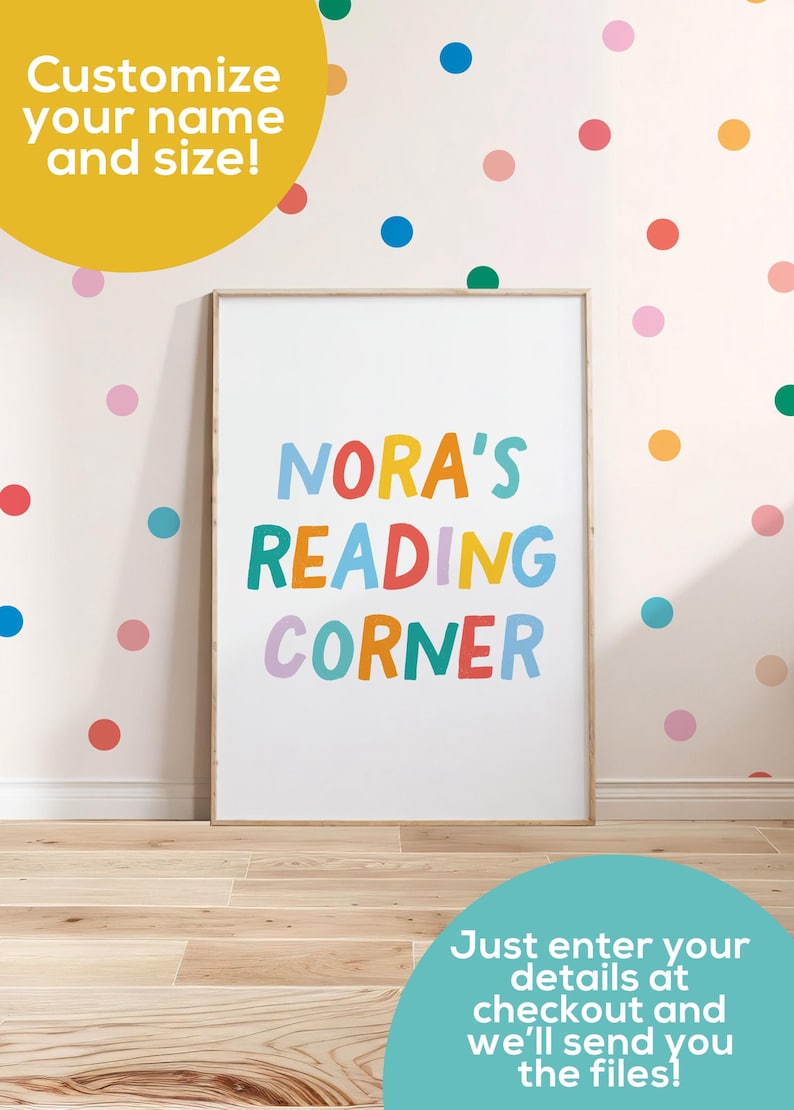 Custom Reading Corner Print, Kids Room Wall Art, Kids Reading Poster