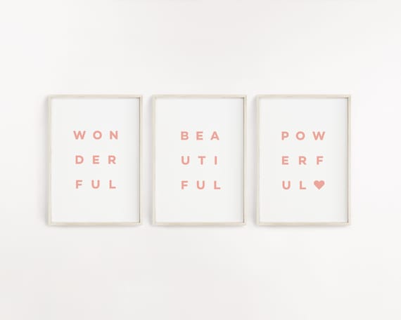 Printable quotes for baby, Blush pink nursery wall art, Inspirational girls wall art, Set of three prints for nursery,Feminist nursery print