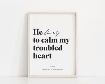 Sé que mi vida redentor, citas Sud, Arte de pared himno, Arte sud, Arte mormón, Imprimibles sud, Decoración de santo de los últimos días, póster sud, regalo Sud