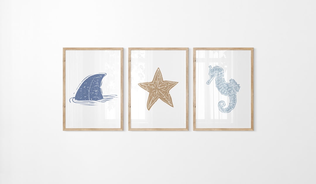 Sea Animal Wall Art, Set of 3 Ocean Nursery Decor, Under the Sea Prints ...
