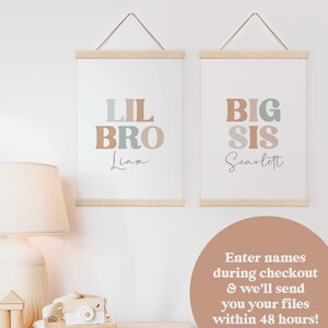 Big Sis Lil Bro Printable, Sibling Wall Art, Brother and Sister Decor ...