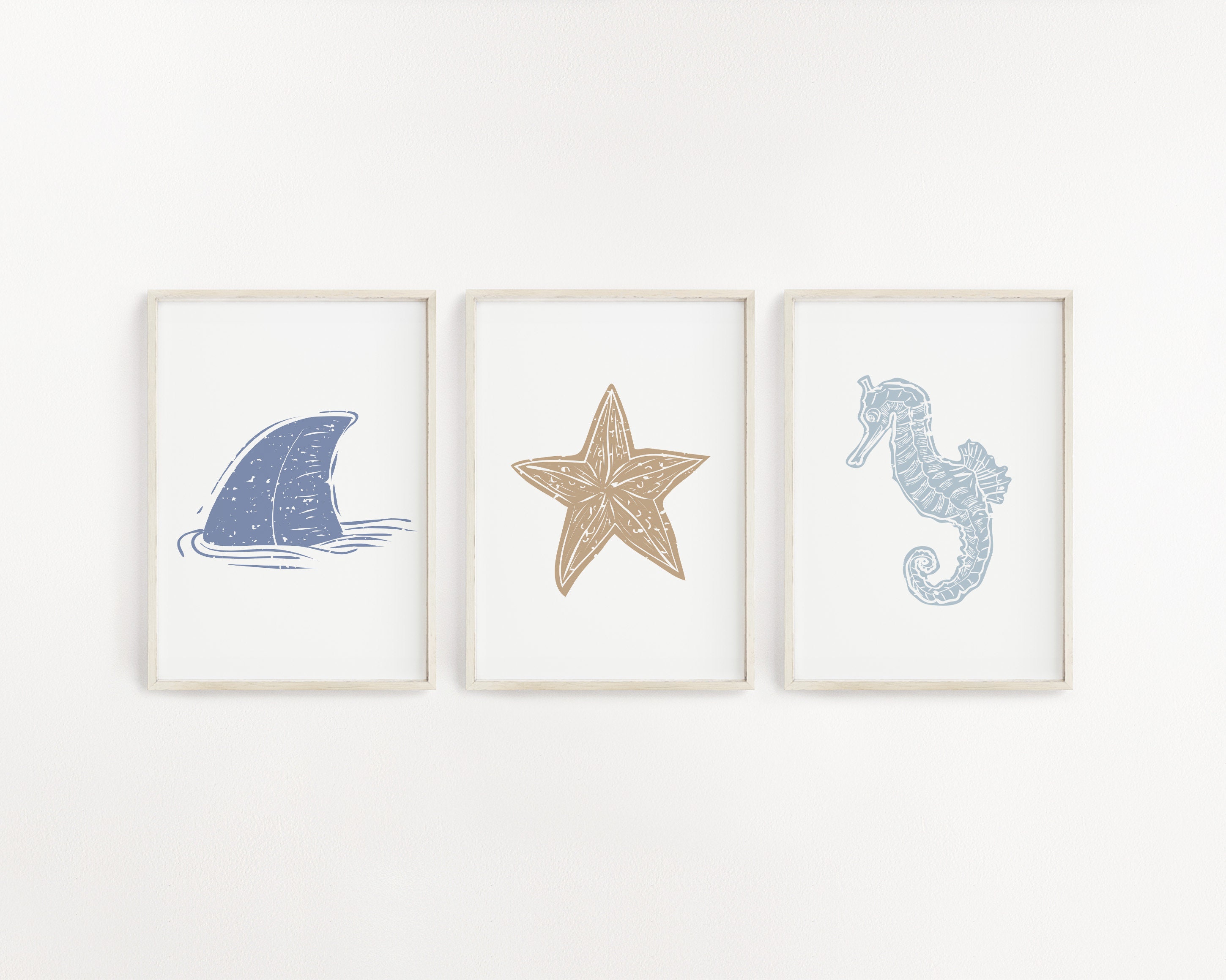 Sea Animal Wall Art, Set of 3 Ocean Nursery Decor, Under the Sea Prints ...