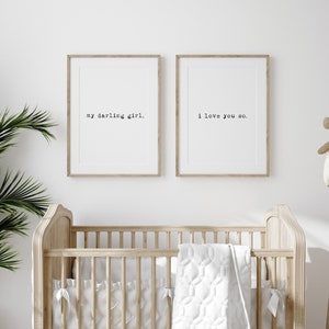 My darling girl print, Girl nursery print set, Boho nursery decor girl, Baby girl nursery wall art, Girl nursery quote, Modern nursery print image 2