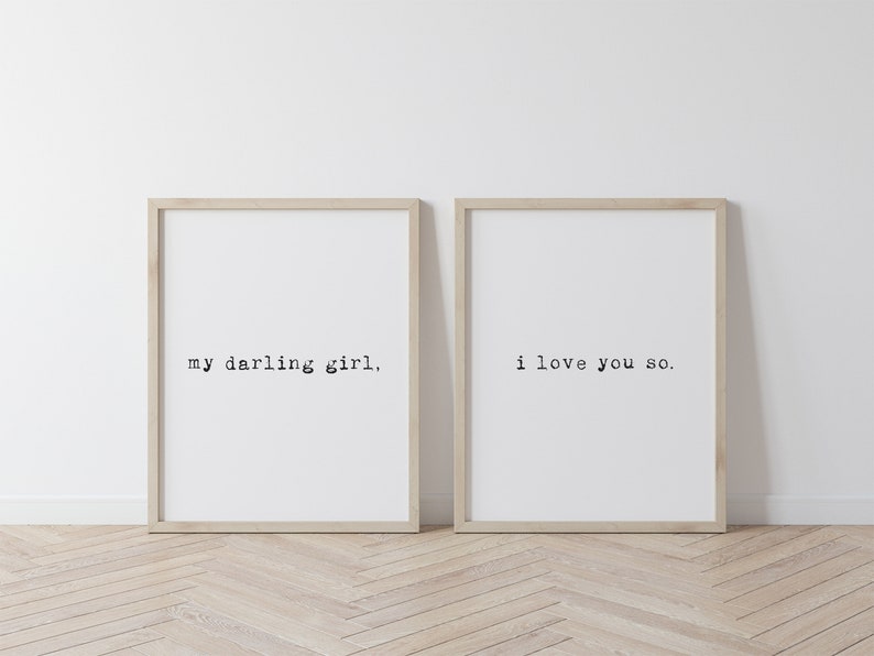 My darling girl print, Girl nursery print set, Boho nursery decor girl, Baby girl nursery wall art, Girl nursery quote, Modern nursery print image 4