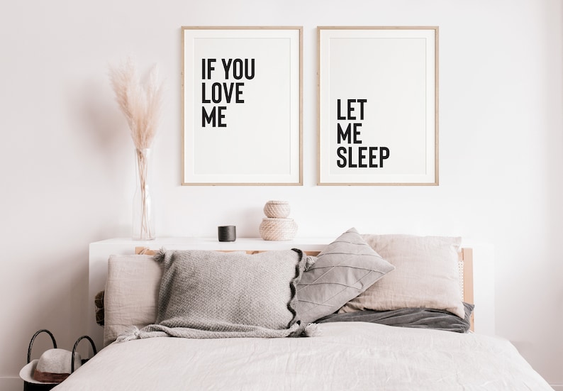 If you love me let me sleep Funny bedroom wall decor Modern image 4