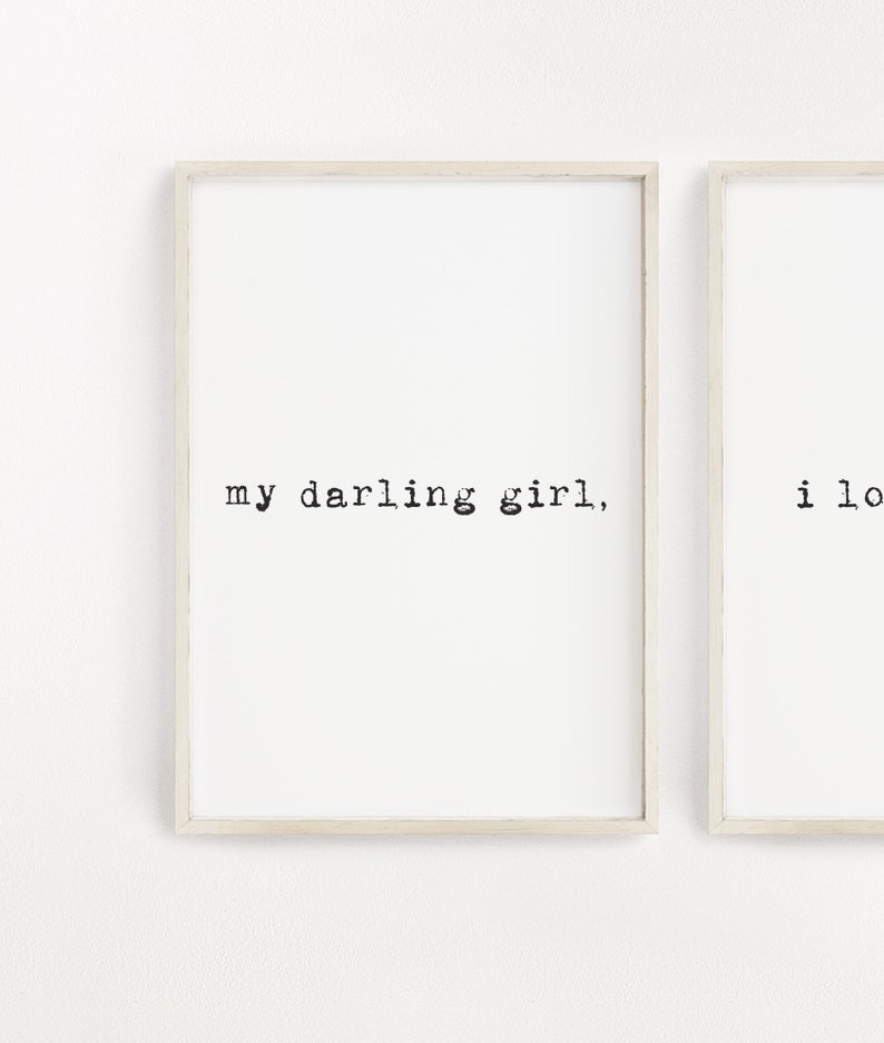 My darling girl print, Girl nursery print set, Boho nursery decor girl, Baby girl nursery wall art, Girl nursery quote, Modern nursery print image 3