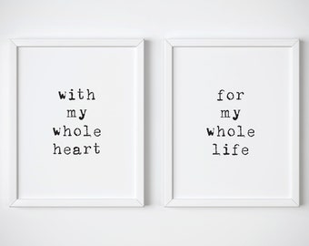 Set di 2 stampe per camera da letto, citazione d'amore stampabile, citazione sopra il letto, arte murale d'amore, coppia di citazioni per camera da letto, stampe sopra il letto, set di stampe per camera da letto