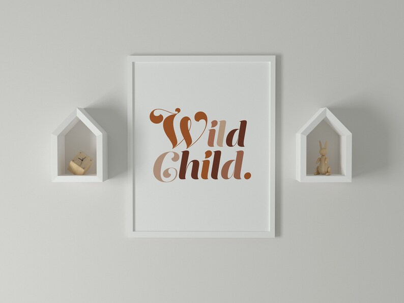 Boho Nursery Print Mid Century Modern Nursery Art Wild Child Etsy