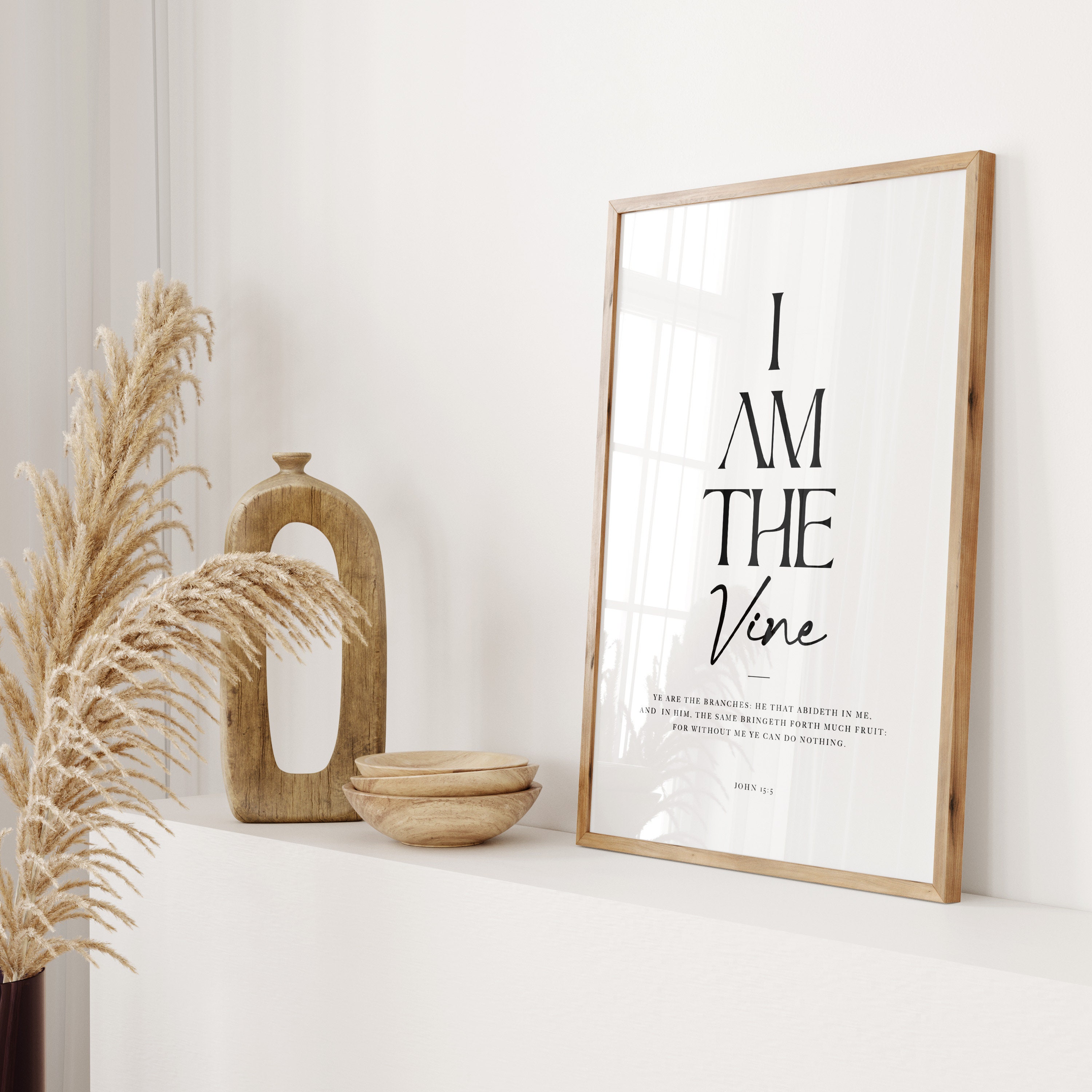I Am the Vine Print, Scripture Wall Art, John 15:5, Neutral Bible Verse ...