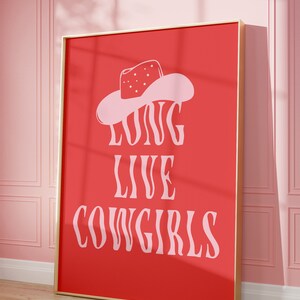 Long live cowgirls print, Coastal cowgirl wall art, Western room decor, Preppy girls wall art, Retro girls poster, Cowgirl dorm room decor