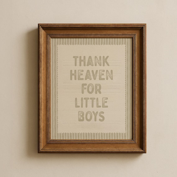 Thank Heaven For Little Boys: Nursery Wall Art, Baby Boy Wall Decor, Christian Nursery Prints, Vintage Boys Room Poster, Baby Shower Gift