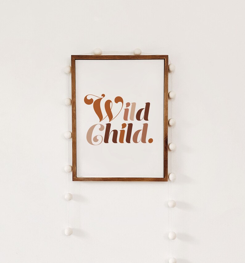 Boho Nursery Print Mid Century Modern Nursery Art Wild Child Etsy