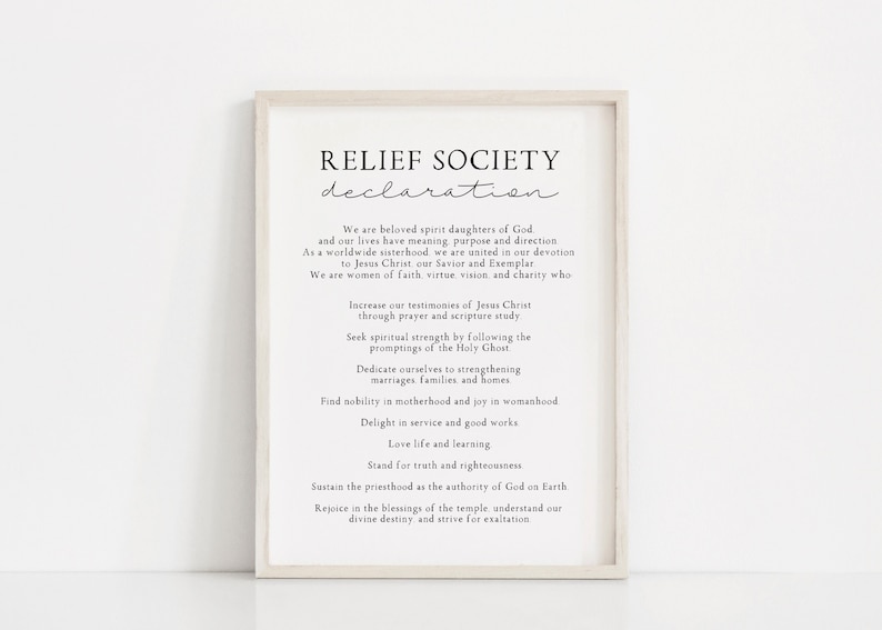 Relief society declaration, Church of Jesus Christ print, LDS relief society, Lds womanhood, LDS quote image 1