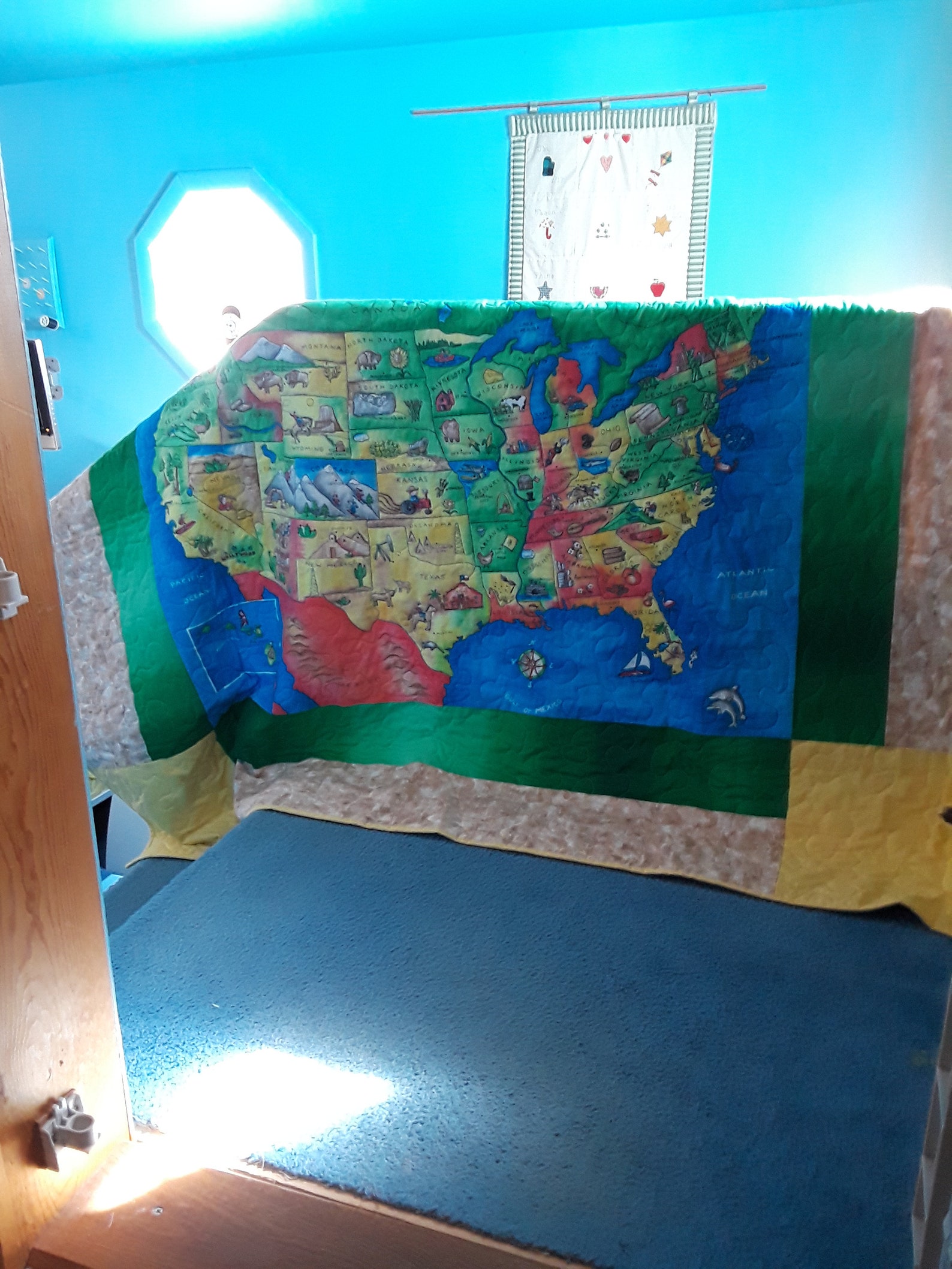 The USA Map Quilt Shows All 50 States And Their Capitals 56 Etsy
