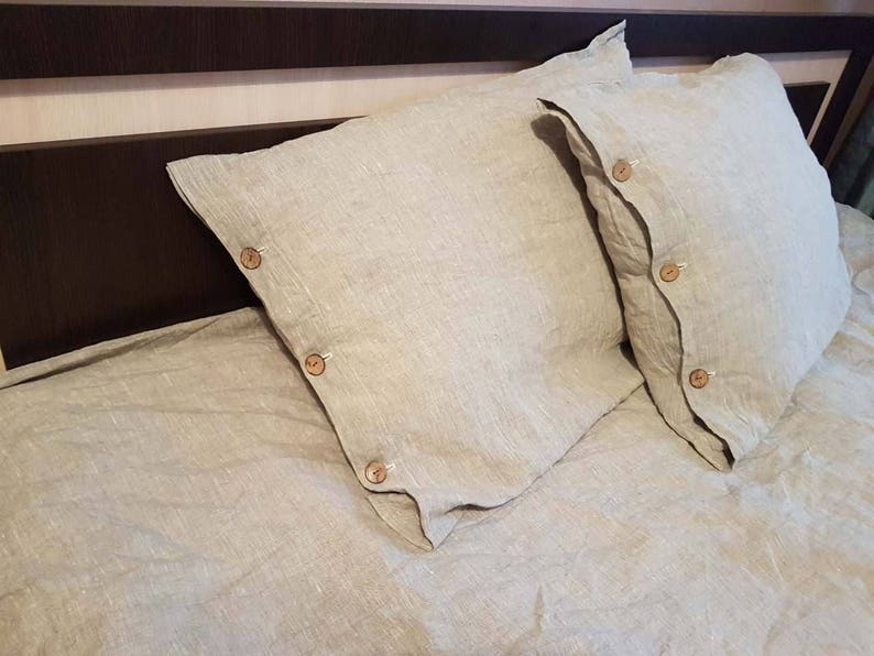 LINEN PILLOWCASE Linen Pillow Cover With Button Closure Pure Etsy