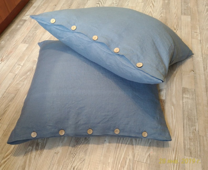 LINEN PILLOWCASE Linen Pillow Cover With Button Closure Pure Etsy