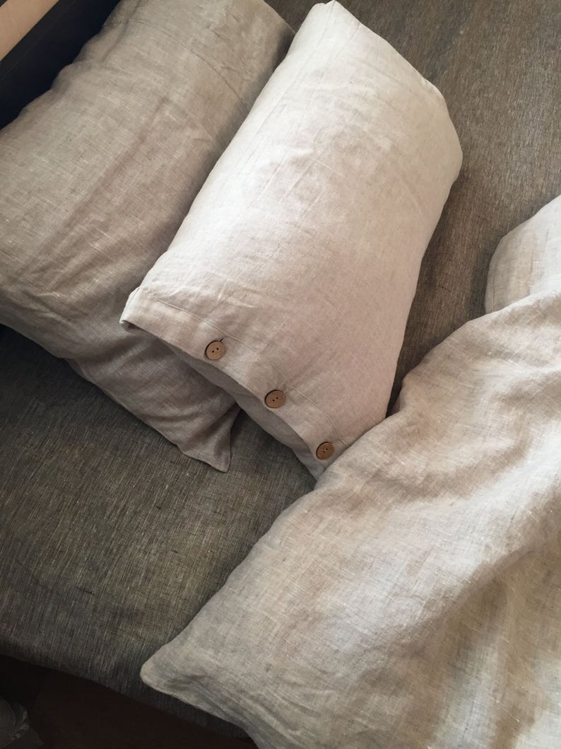 LINEN PILLOWCASE Linen Pillow Cover With Button Closure Pure Etsy