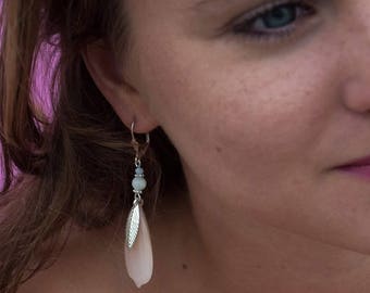 Earrings - Petals of Cosmos - 925 Silver - White Agate
