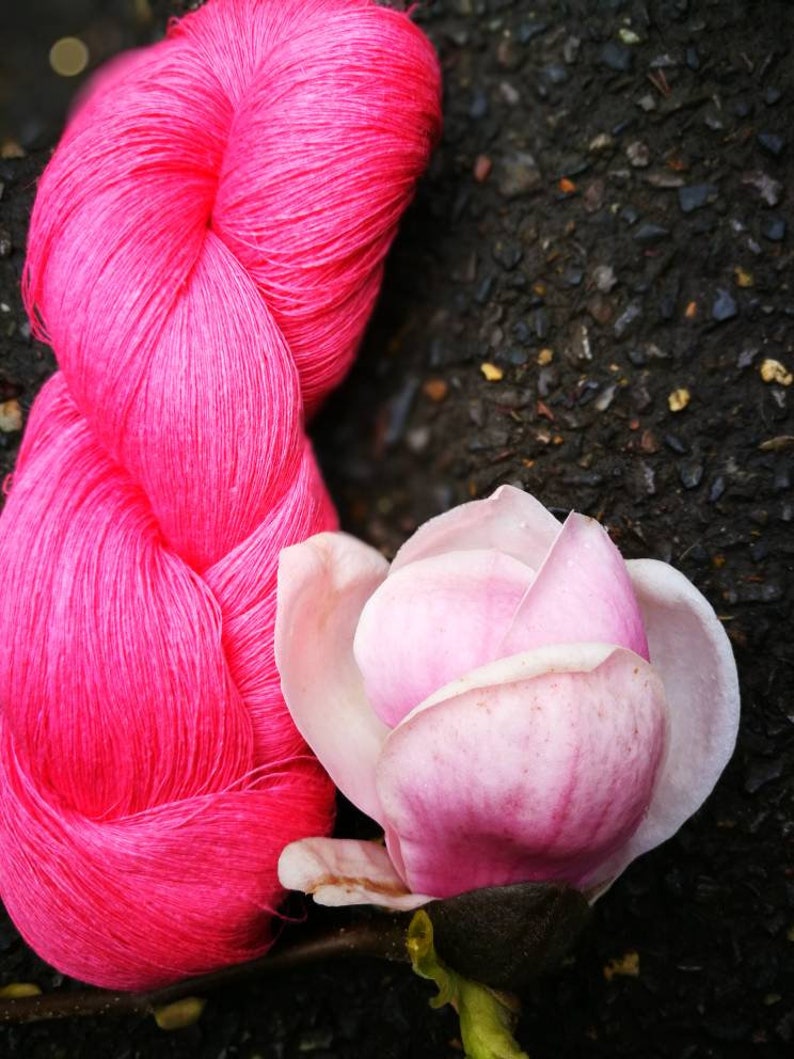 set of 5 skein magnolia colour linen lace knitting yarn knitting thread linen set knitting thread set Pink linen set crochet thread
