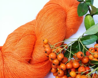 Orange linen yarn, orange linen,  linen, orange yarn, pure linen, natural linen, knitting yarn, linen skein, yarn skein, orange flax, flax