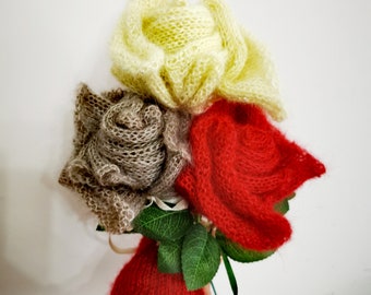 Convertible Handcrafted Handwarmer Rose - Transform to Cozy Silk and Mohair Handwarmers