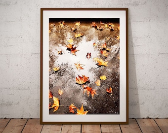 Leaves in the rain, printable poster, photography, instant download, art print, download and print