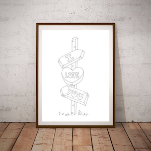 Ich liebe dich, druckbare Karte, sofortiger Download, Valentinstagskarte