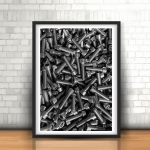 Screws, photo poster, instant download, industrial style, home decor, art print, printable
