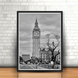 Big Ben London, bw photography download, home decor London, art print London, printable poster London,