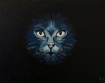 Gato azul, impresión artística de una pintura original, edición abierta