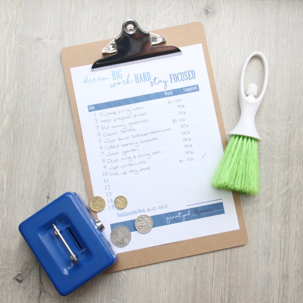 Pocket Money Chart Printable Etsy