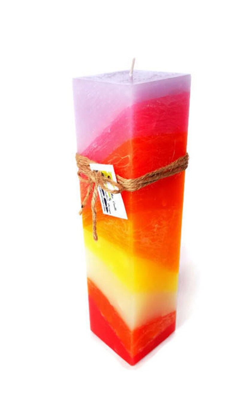Multilayered Pillar Tropical Sunset Scented Candle Etsy