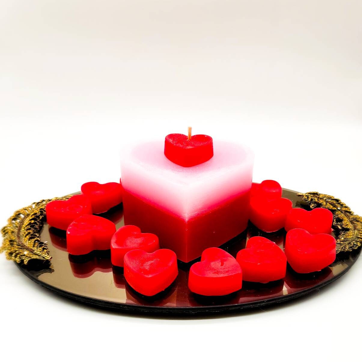 Valentine Heart Candle Layered in Red and Pink Infused With Etsy