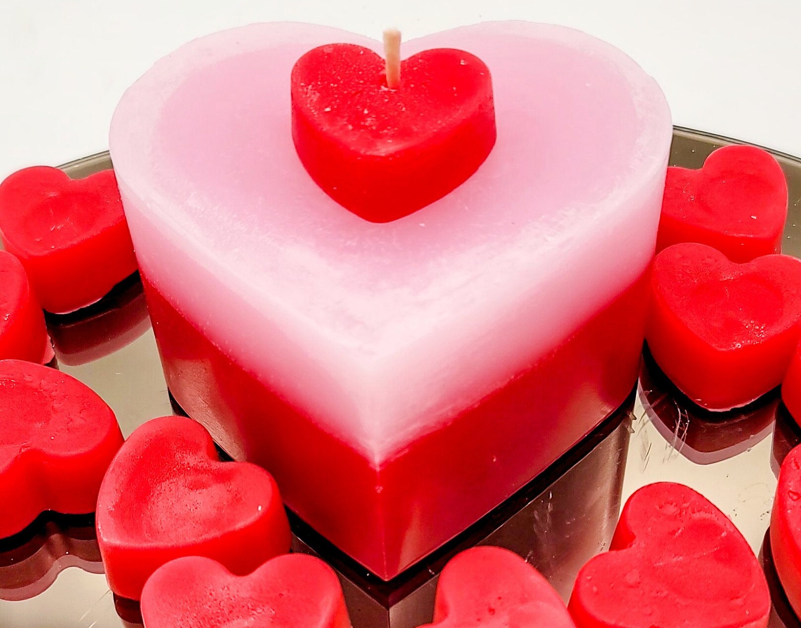 Valentine Heart Candle Layered in Red and Pink Infused With Etsy