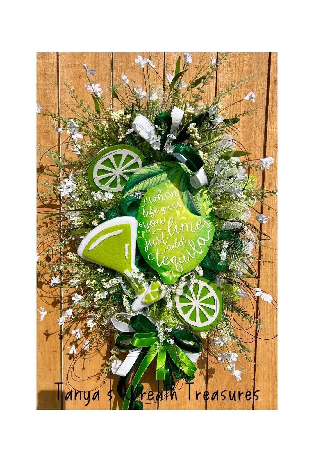 Designer Tequila Lime Pool Bar Floral Wreath Mothers Day, Everyday