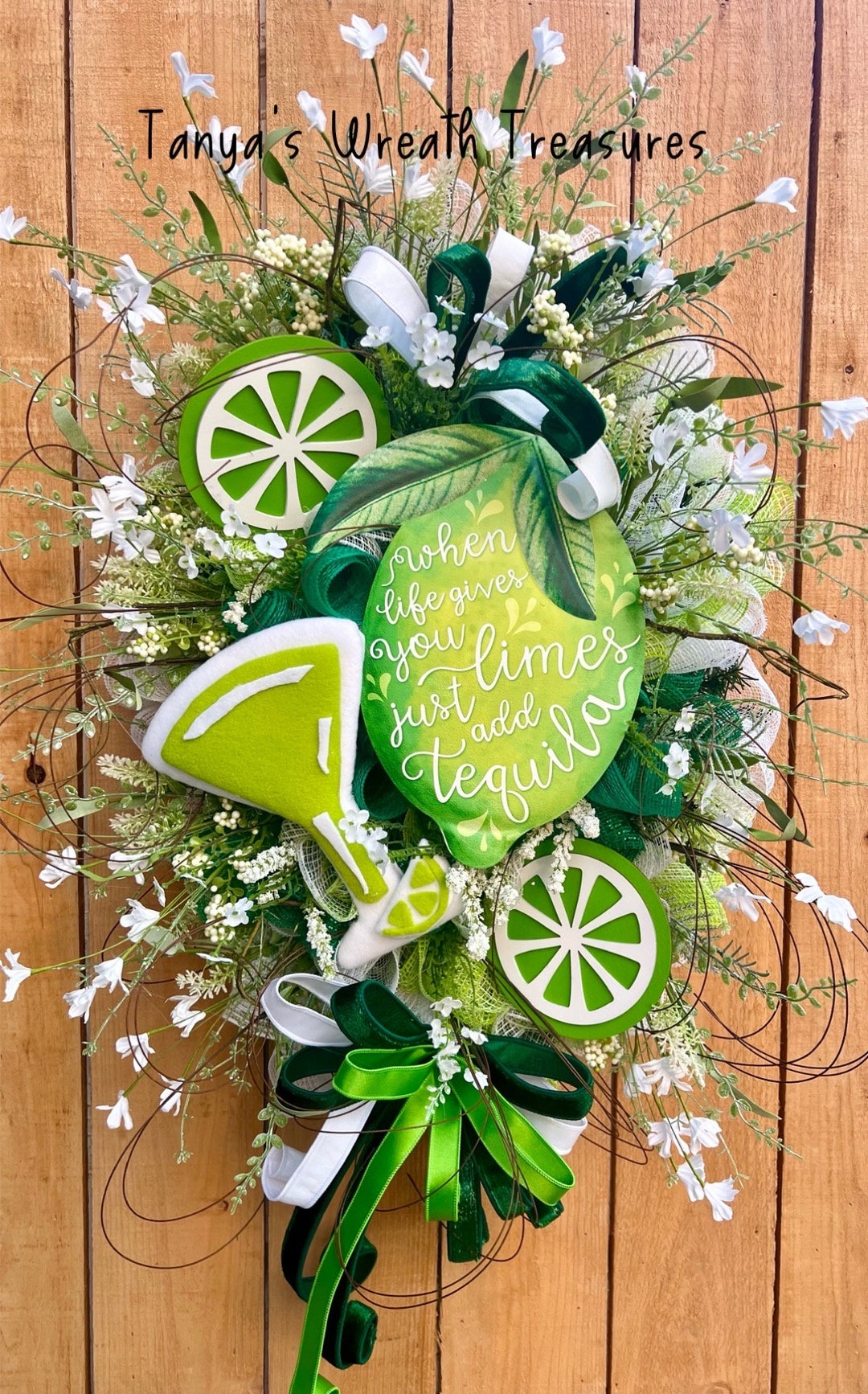 Designer Tequila Lime Pool Bar Floral Wreath Mothers Day, Everyday