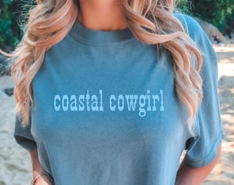 Comfort Colors Shirt, Coastal Cowgirl Tee, Western Beach Cowgirl Graphic Tee, Surfer Cowgirl TShirt, Summer Cowboy T-Shirt, Oversized Tee