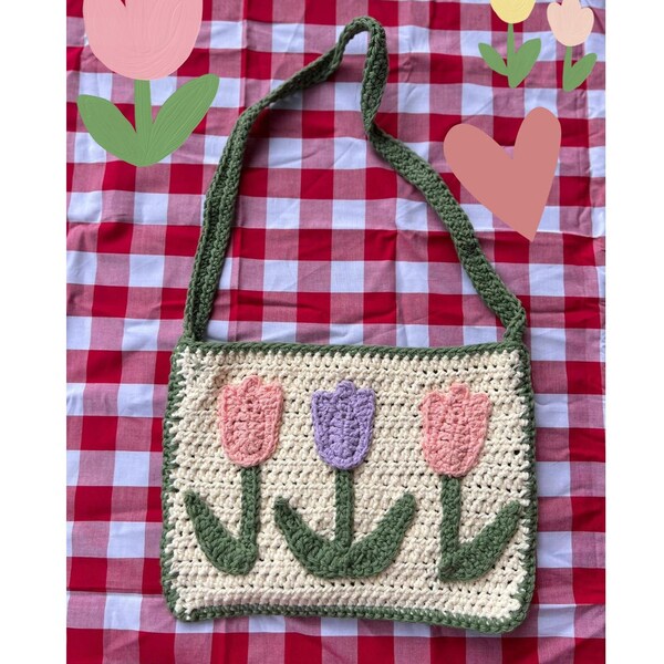 Tulip Bag | Crochet | Handmade | Cottagecore | Cotton