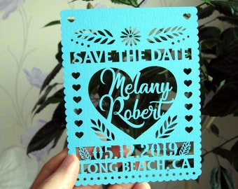 Mexican Save the Date Magnet: Papel Picado Fiesta Invitation