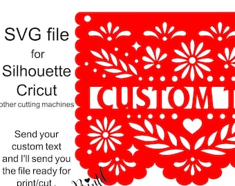 Personalized Papel Picado Banner SVG File: Custom Fiesta Decorations (Digital File)
