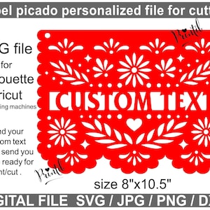 Papel picado SVG file for cutting, Personalized digital file banner with your text, Custom banner Fiesta svg, Mexican decorations