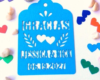 Personalized Papel Picado Wedding Favor Tags: Mexico Fiesta Gifts