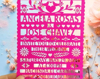 Papel Picado Wedding Invitation: Mexican Fiesta Theme, Mexico Theme