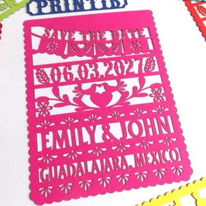 Save The Date Magnet, Papel Picado Save the Date, Papel Picado Wedding, Mexican Wedding, Save the Date Personalised, Custom Fiesta Invite